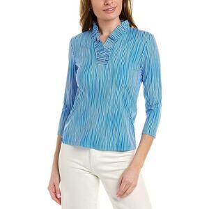 J. McLaughlin Catalina Cloth Durham 3/4 Sleeve Top Blue/White Stripe Size XS